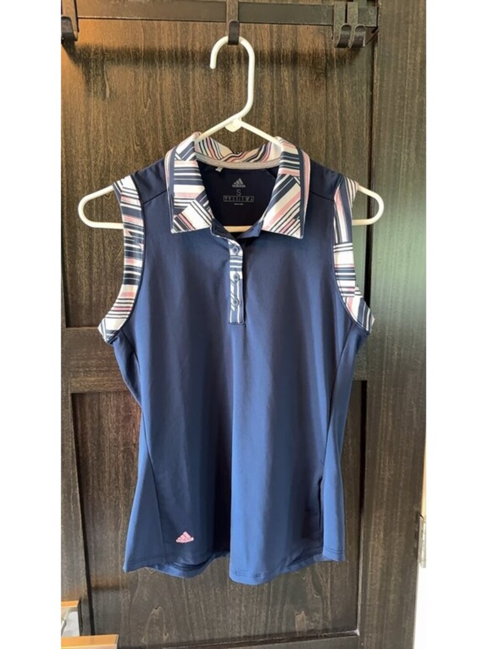 Adidas Women's Sleeveless Polo Shirt - Navy with Striped Accents #0018